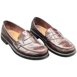 👞G.H. Bass Weejuns men 9.5 Brown Leather Penny Loafers Preppy Retro Office